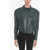 THE MANNEI Soft-Leather Erskine Cropped Shirt With Padded Shoulders Green