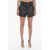 THE MANNEI Leather Sakib Single-Pleated Shorts With Contrasting Trimmin Black