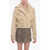 THE MANNEI Cropped Petra Shearling Coat With Perforated Suede Details Beige