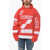 WE11DONE Spray Effect Football Oversized Hoodie Red