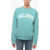 SPORTY & RICH Solid Color Crew-Neck Sweatshirt With Contrasting Print Light Blue