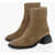 NODALETO Suede Leather Boots With Sqared Heel 5 Cm Brown
