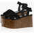HAUS OF HONEY Suede Leather Wedge Sandals 9 Cm Black