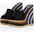 HAUS OF HONEY Satin Mules With Wedge Embelished With Beads 14 Cm Black