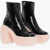 HAUS OF HONEY Patent Leather Boots With Bubble Sole Heel 13 Cm Black