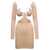 AMAZUIN 'Vera' Beige Mini Long-Sleeve Dress with Tonal Paillettes in Stretch Polyamiide Woman BEIGE