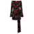 Magda Butrym Black Flared Mini-Dress With Floral Print All-Over In Viscose Woman Multicolor