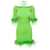 GIUSEPPE DI MORABITO Green Boat Neck Dress with Feather Detail in Viscose Woman GREEN
