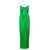 GAUGE81 'Shiroi' Long Green Dress with Draped Neckline and Split in Silk Woman Green