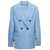 MSGM Light Blue Double-Breasted Jacket with Buttoned Sleeves in Stretch Wool Woman BLU