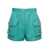 Balmain Light Blue Shorts with Cuff and Jewel Buttons in Wool Woman GREEN