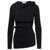 COPERNI Black Ribbed Top with Cut-Out and Rose Appliques in Stretch Viscose Woman BLACK