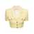 Alessandra Rich Cropped Jacket with Pockets and Silver Buttons in Tweed Lurex Yellow Woman YELLOW