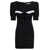 Alessandra Rich Black Mini Dress with Lace Detail on the Front in Wool Woman BLACK