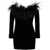 Alessandra Rich Alessandra Rich Feather Detail Velvet Short Dress Black