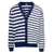 Kenzo Black and Blue Nautical Striped Cardigan in Cotton Man BLUE