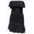 Isabel Marant Black Off-Shoulder Minidress with Ruches Detail in Ramie Woman Black