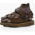 DOUBLET Suicoke Printed Leather Sandals With Removable Sock Brown