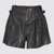 THE MANNEI The Mannei Black Leather Sakib Shorts 