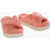 UGG Textured Terry Fuzz Sugar Sandals With Crossed Straps Pink