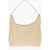 MCM Monogram Nylon Hobo Bag With Leather Handle Beige