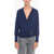 Tory Burch Merino-Wool Kendall Cardigan With Asymmetric Fastening Blue