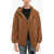 Woolrich Wool Cardigan With Decoration Brooch And Hood Brown