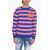DSQUARED2 Wool Striped Sweather With Flocked Logo Blue