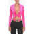 Versace Velour Cropped Fit Hoodie With Jeweled Buckle Pink