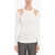 AZ FACTORY Viscose Blend Slim Fit Top With Cut-Out Detail White