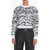 Alessandra Rich Crystal-Embellished Mohair Crewneck Sweater In Zebra Print Black & White