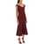 ROLAND MOURET Wool Silk Off-The-Shoulder Midi Dress MAROON