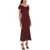 ROLAND MOURET Stretch Cady Midi Dress With Twisted Detail MAROON