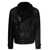 Salvatore Santoro Black Jacket with Shearling Revers and Logo Detail in Leather Man BLACK