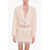 THE MANNEI Double-Breasted Monica Cropped Blazer With Feather-Embellish Beige