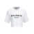 Balmain White Cropped T-Shirt With Contrasting Logo Print In Cotton Woman WHITE