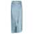 SIMKHAI Simkhai Elisabetta Draped Satin Midi Skirt Clear Blue