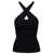 MSGM Black Ribbed Knit Crossover-Strap Top in Viscose Blend Woman Black