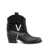 Via Roma 15 Texan Ankle Boots in Black Leather Woman Black