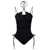 ANDREADAMO Black Ribbed Body-Suit With Cut-Out Detail And Halterneck In Viscose Blend Woman BLACK