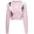 Alessandra Rich Pink Cardigan With 'Diamond' Motif And Embroidered Rose Detail In Wool Woman Pink