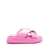GIA BORGHINI Pink Crossover Strap Slides Glossy Finish in Leather Woman Pink