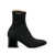 Marni Black Ankle Boot In Leather With Medium And Wide Heel Ecru-Colored Details Black