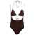 OSEREE 'Lumiere Kini Maillot' Brown Swimsuit with Cut-Out Detail in Lurex Woman BROWN