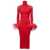 VERGUENZA Verguenza High Neck Midi Knit Dress RED