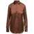 PLAIN Brown Long-sleeved Blouse and Button Fastening in Satin Woman BROWN