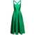 PLAIN Maxi Green Dress with Pleated Skirt and Criss-Cross Straps Woman GREEN