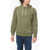 14 BROS Logo Embroidered Brushed Cotton Hoodie Military Green