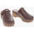ANCIENT GREEK SANDALS Leather Mules With Strap And Gold Studs 6Cm Brown