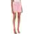 Self-Portrait Lurex Knitted Mini Skirt With Diamanté Buttons PINK